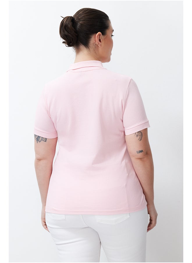 trendyol - Pink Polo Neck Knitted T-shirt TBBSS24BF00045 - Image 1