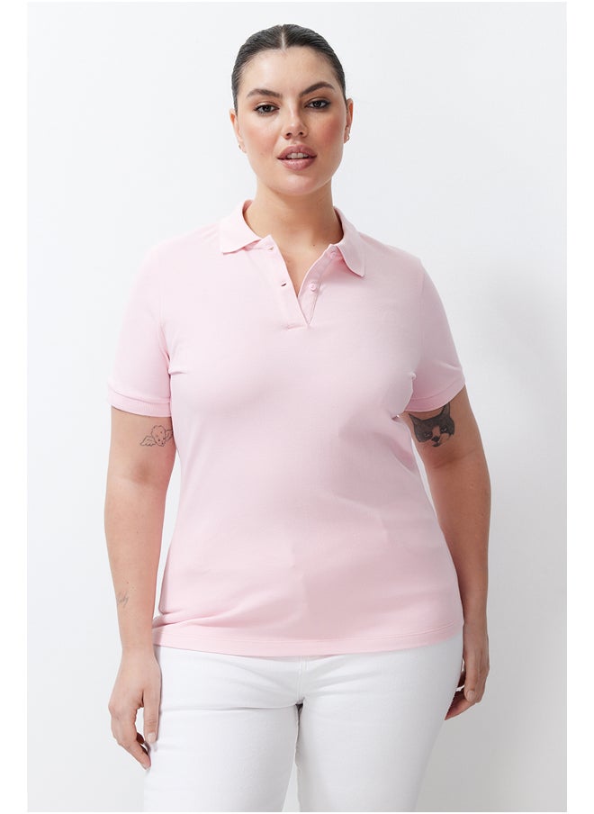 trendyol - Pink Polo Neck Knitted T-shirt TBBSS24BF00045 - Image 1