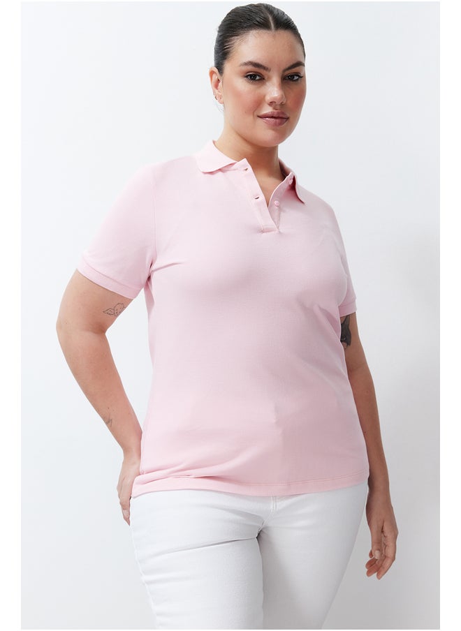 trendyol - Pink Polo Neck Knitted T-shirt TBBSS24BF00045 - Image 1