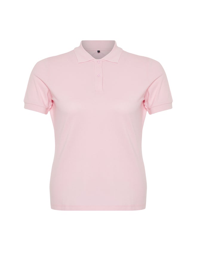 trendyol - Pink Polo Neck Knitted T-shirt TBBSS24BF00045 - Image 1