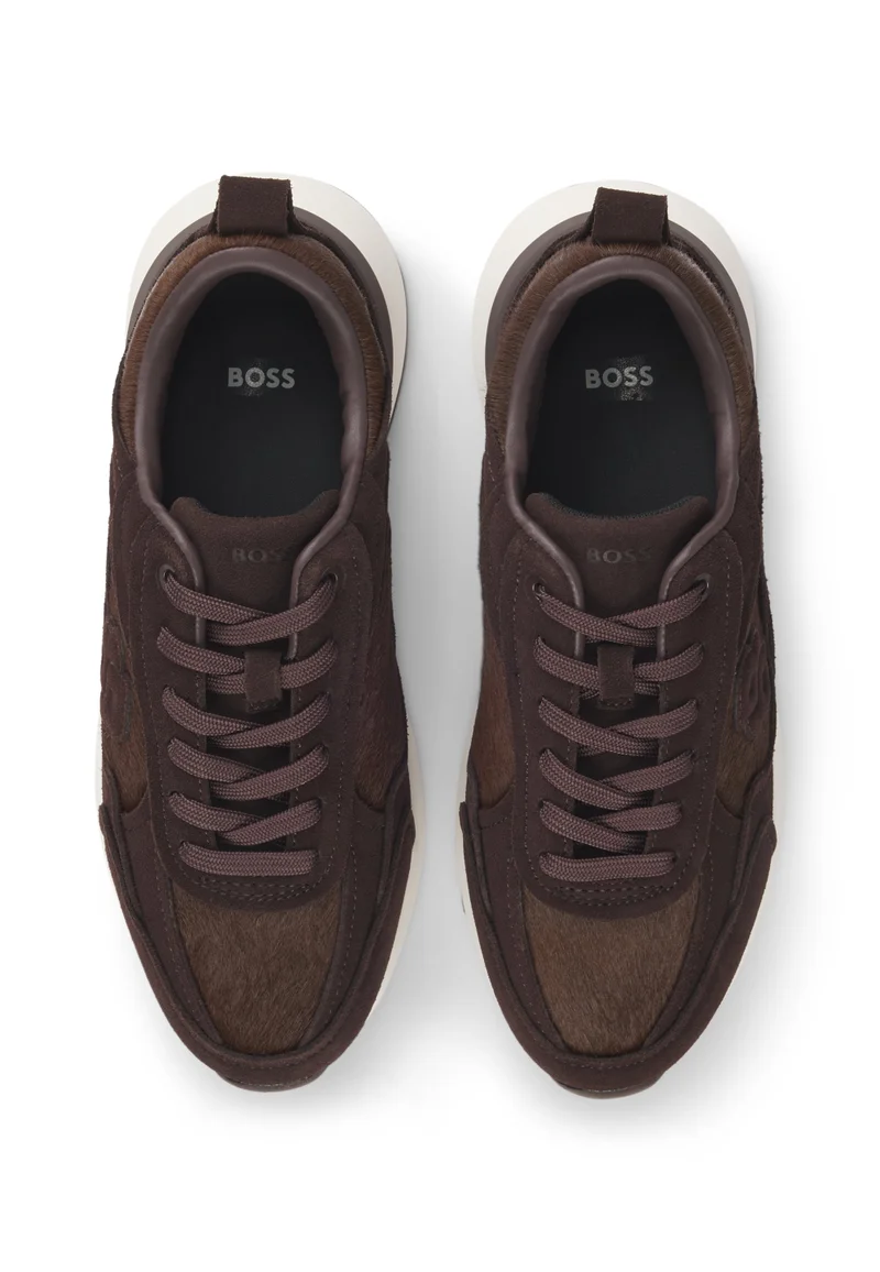 BOSS Trainers in suede and calf-hair leather