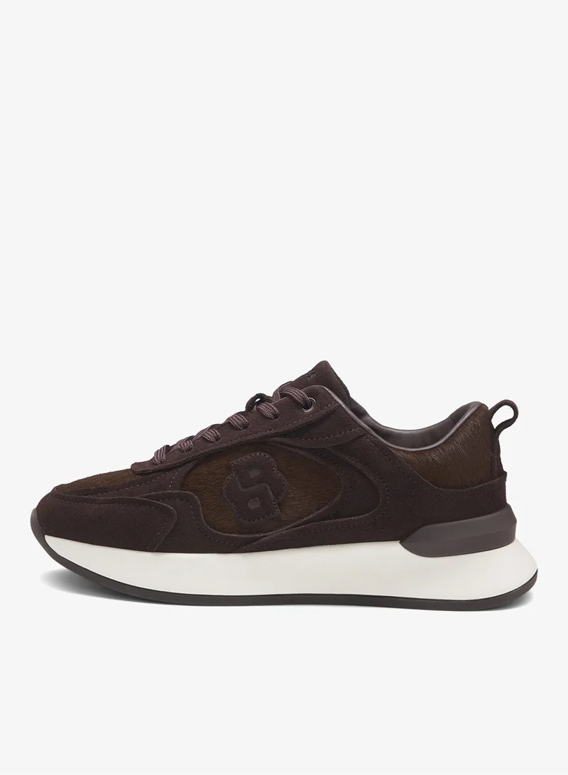 BOSS Trainers in suede and calf-hair leather