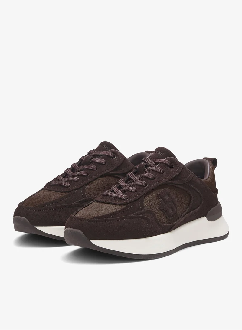 BOSS Trainers in suede and calf-hair leather