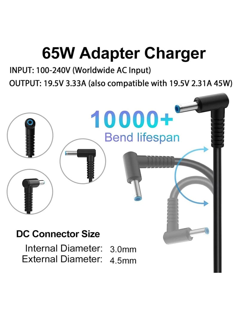 65W 19.5V 3.33A AC HP Laptop Charger 710412 001 709985-002 PA-1650-30HE Compatible with HP 250 255 G2 G3 G4 G5 Series HP Pavilion 15 Series Notebook HP Elite Book Chromebook 14 - Image 2