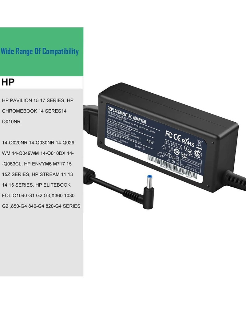 65W 19.5V 3.33A AC HP Laptop Charger 710412 001 709985-002 PA-1650-30HE Compatible with HP 250 255 G2 G3 G4 G5 Series HP Pavilion 15 Series Notebook HP Elite Book Chromebook 14 - Image 3