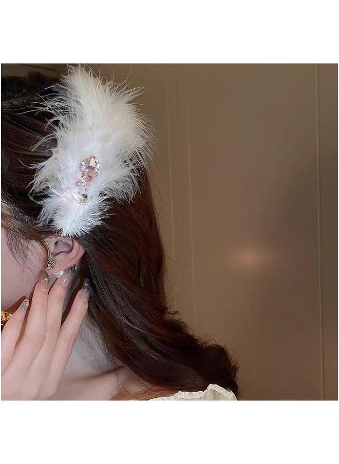 NIBEMINENT 2024 Crystal Butterfly Wing Hair Clip6# fairy Barbie feather hairpin-white one 6# 