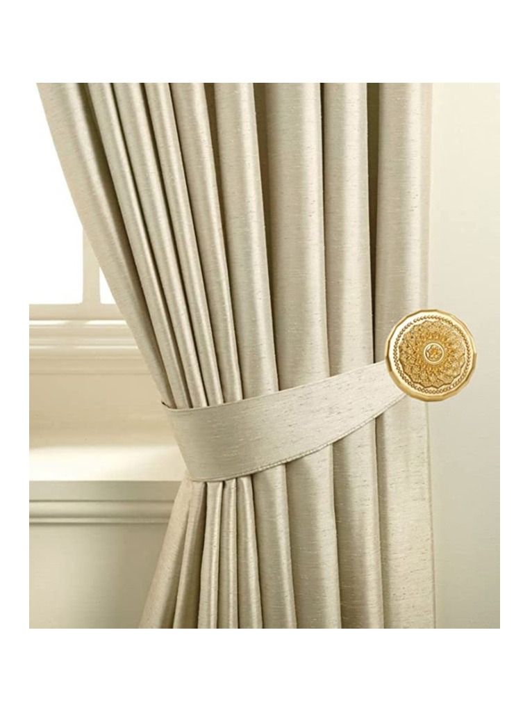 IDT 1 Pair Curtain Holdbacks Window Tie Backs Holders For Bedroom Wall Office Decor Home Sheer Blackout Drapes Blind Curtains Decorations Accessories Buckle Hooks Dark Golden Colour - Image 1