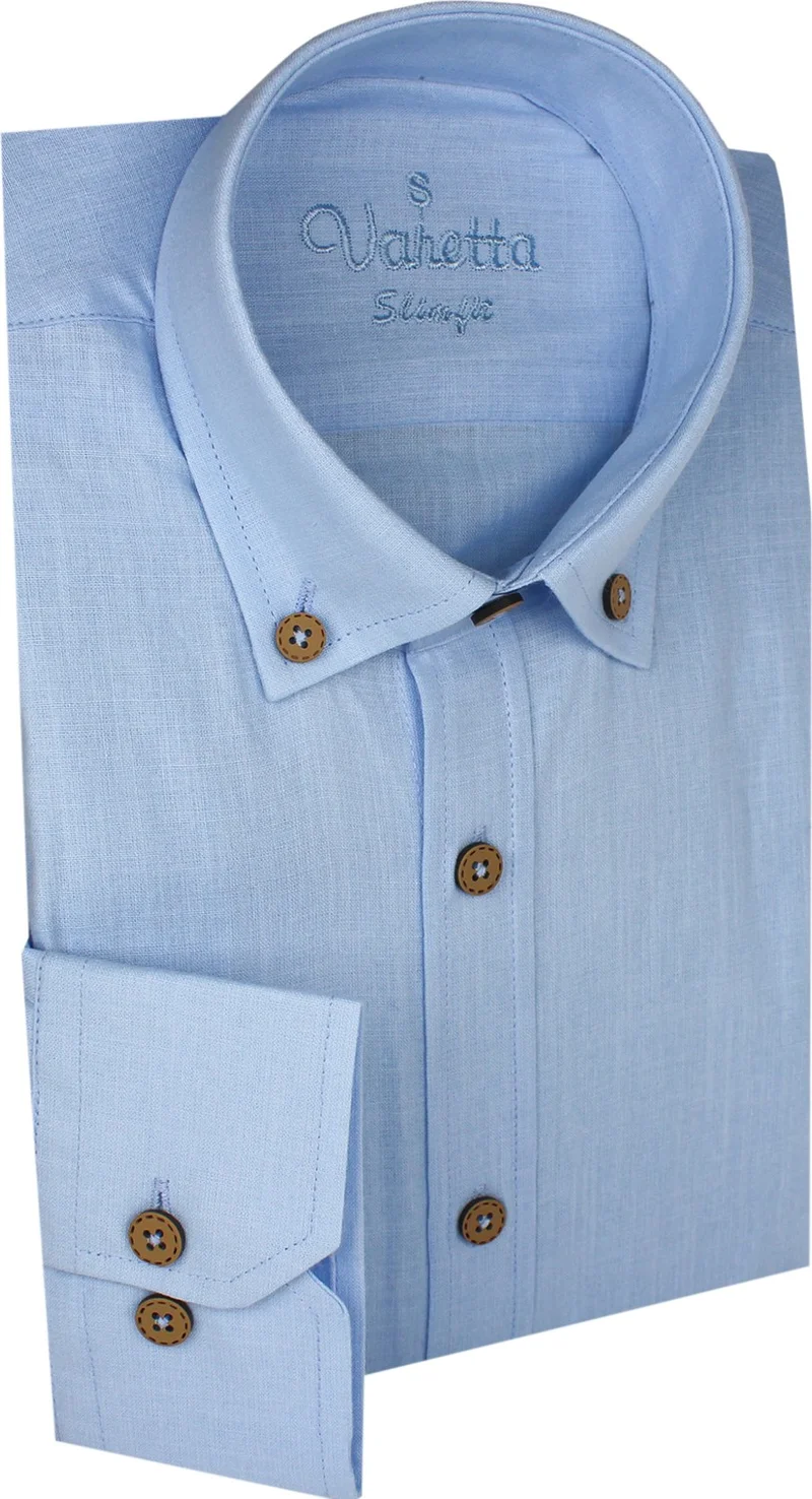 فاريتا Slim Fit Sky Blue Men’s Linen Shirt