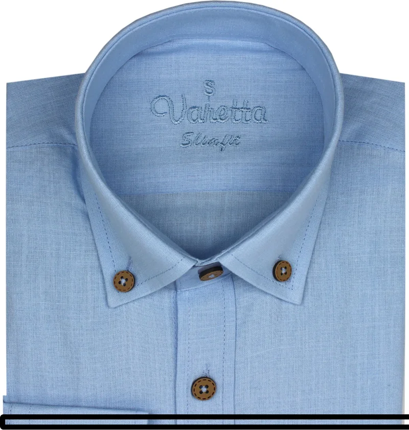 فاريتا Slim Fit Sky Blue Men’s Linen Shirt