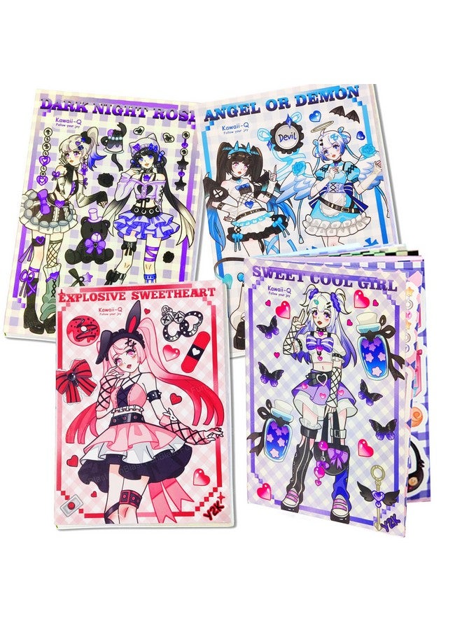 فنبلاست كتاب ملصقات فن بلاست كاواي - 80 ورقة/1600 ملصق، ملصقات كاواي ذاتية اللصق على الطراز الكوري، ملصقات زخرفية على الطراز الياباني، ملصقات بطابع كرتوني للفتيات - Image 1