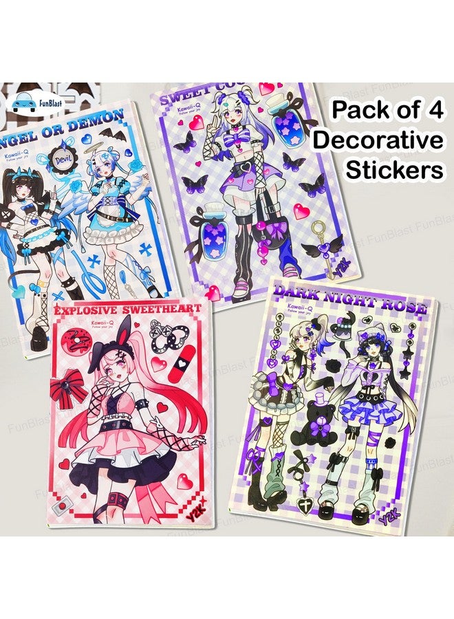فنبلاست كتاب ملصقات فن بلاست كاواي - 80 ورقة/1600 ملصق، ملصقات كاواي ذاتية اللصق على الطراز الكوري، ملصقات زخرفية على الطراز الياباني، ملصقات بطابع كرتوني للفتيات - Image 5