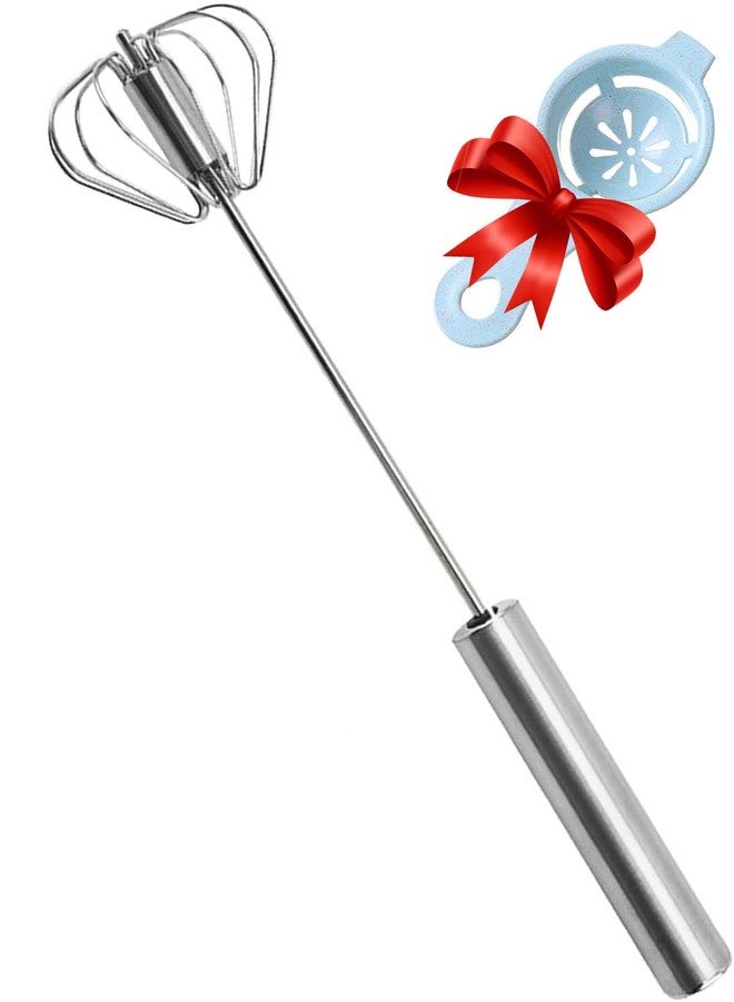 Jninexiu Semi-automatic Whisk, Stainless Steel Egg Beater, Hand Push Rotary Whisks Mixer Stirrer for Making Cream, Whisking, Beating and Stirring (12Inch) - Image 1