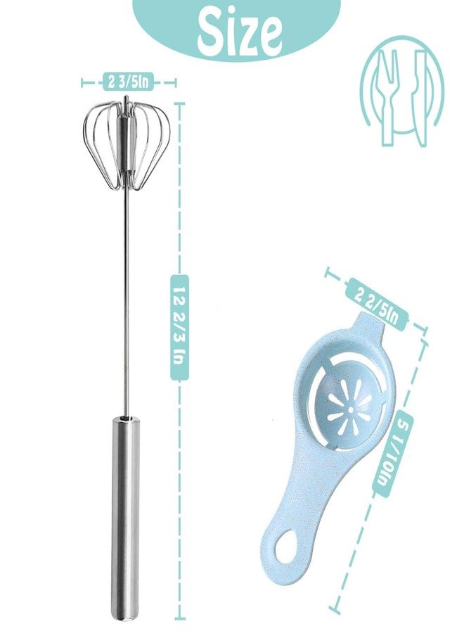 Jninexiu Semi-automatic Whisk, Stainless Steel Egg Beater, Hand Push Rotary Whisks Mixer Stirrer for Making Cream, Whisking, Beating and Stirring (12Inch) - Image 2