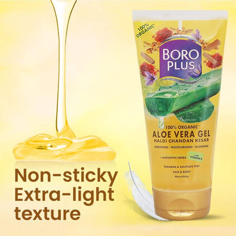 Boroplus Aloe Vera Gel | Moisturizing Gel with Haldi, Chandan & Kesar | Non-Sticky Facial Gel | Removes Pimples & Dark Spots | Provides Radiant & Glowing Skin | 5.07 Oz/150ml - Image 5