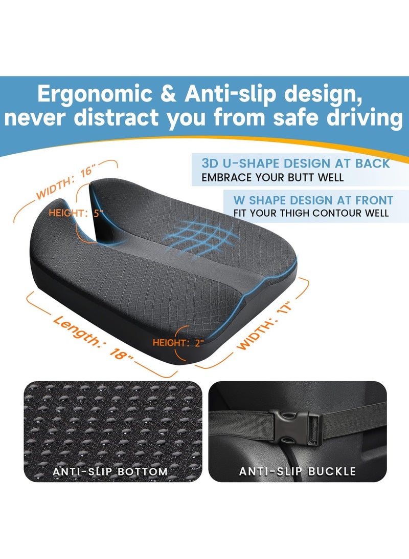 anzhixiu Heightening Truck Seat Cushion for Broader Vision, Car Seat Cushion for Car Seat Driver Truck Driver, Sciatica Pain Relief Pillow Tailbone Pain Relief Cushion for Long Time Driving  - Image 2