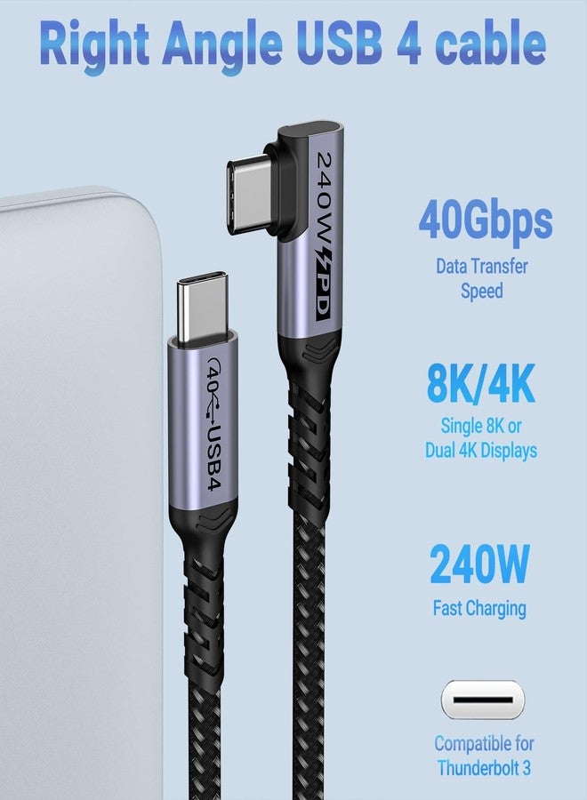 SUMPK Short USB 4 Type-C Cable Right Angle [1.5FT 2 Packs], 240W Fast Charging with High Speed 40Gbps Data Transfer and 8K Video Display - Image 5