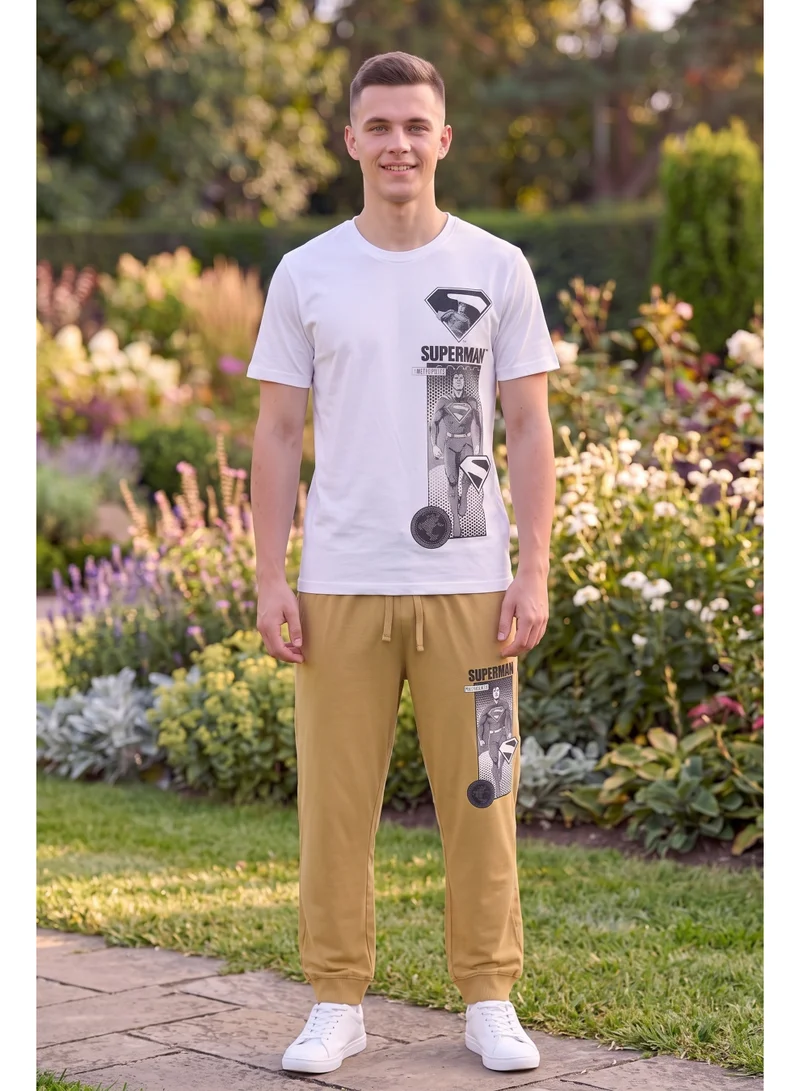 Warner Bros. Warner Bros. Superman Men's Pyjama Set | Official Superman T-Shirt & Lounge Pants Sleepwear Set | Comfortable Cotton Nightwear for Men | Superhero Loungewear & Pajama Set