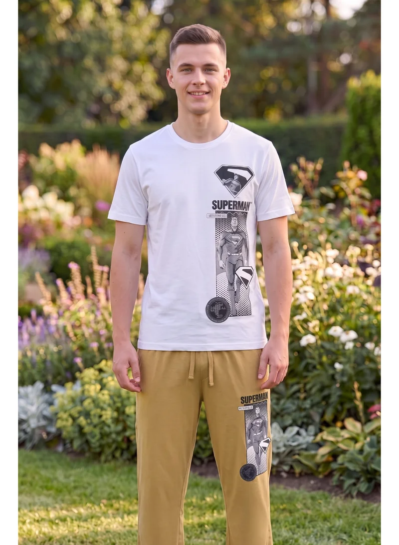 Warner Bros.  Warner Bros. Superman Men's Pyjama Set | Official Superman T-Shirt & Lounge Pants Sleepwear Set | Comfortable Cotton Nightwear for Men | Superhero Loungewear & Pajama Set for Men | Best Price UAE