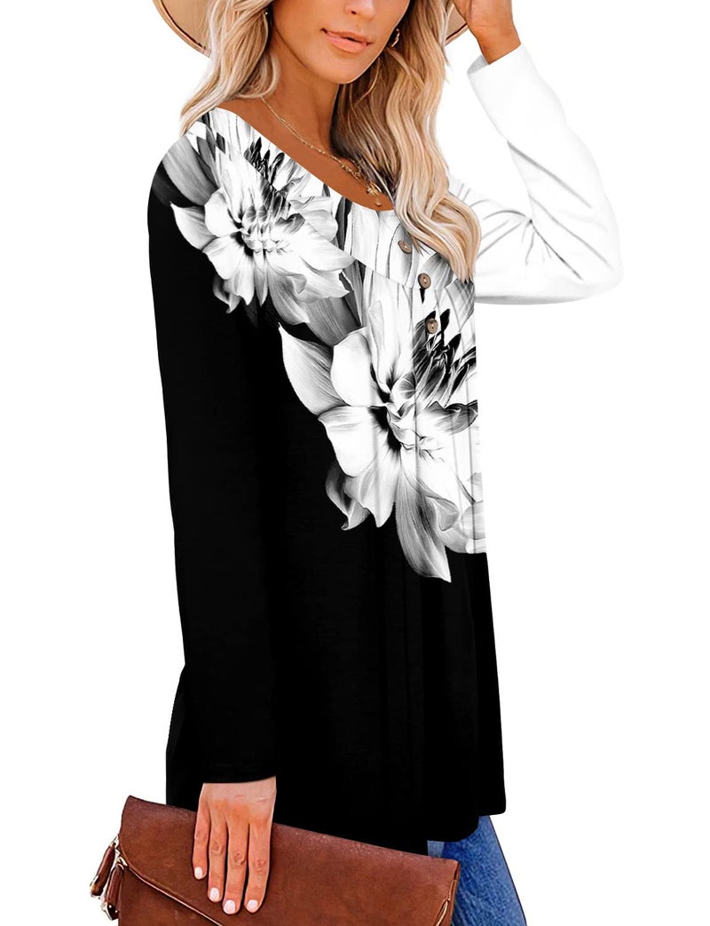 ROSELINLIN Womens Tops Black White Shirts for Legging Long Sleeve Fall Clothing Tops S - Image 3