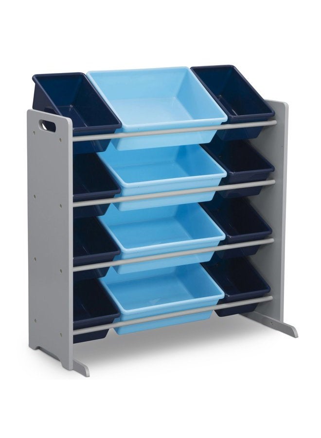 Delta CHILDREN Kids Toy Storage Organizer with 12 Plastic Bins, Grey/Blue, Grey/Blue, 12 Count (Pack of 1) - Image 1