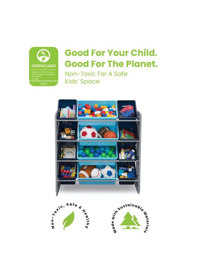 Delta CHILDREN Kids Toy Storage Organizer with 12 Plastic Bins, Grey/Blue, Grey/Blue, 12 Count (Pack of 1) - Image 3