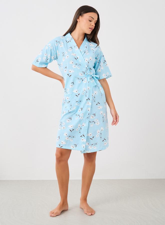 Styli All-Over Floral Print Robe with Tie-Up Detail - Image 1