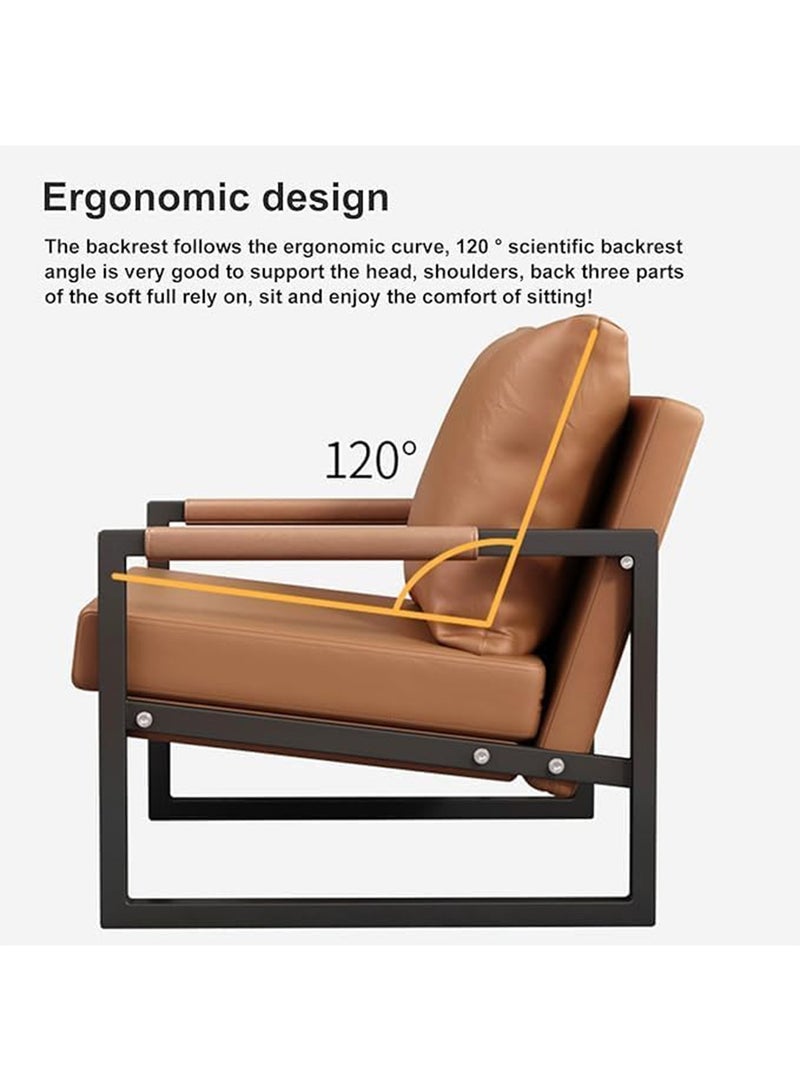 LIMOS PU Leather Accent Arm Chair Wide Seat Living Room Soft Back Pillow Reception Chair Metal Frame Sofa Chair  - Image 3
