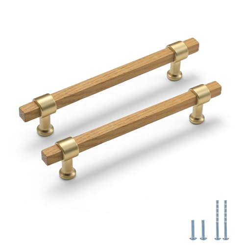 Evionlin 6 Pack 334 Inch Hole Center Rovere Wooden Drawer Pulls Beech Wood Drawer Handles Wood Hardware for Cabinets Dressers Wood Cabinet knobs Wooden knobs for cabinets and Drawers - Image 1