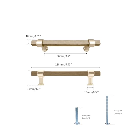 Evionlin 6 Pack 334 Inch Hole Center Rovere Wooden Drawer Pulls Beech Wood Drawer Handles Wood Hardware for Cabinets Dressers Wood Cabinet knobs Wooden knobs for cabinets and Drawers - Image 3