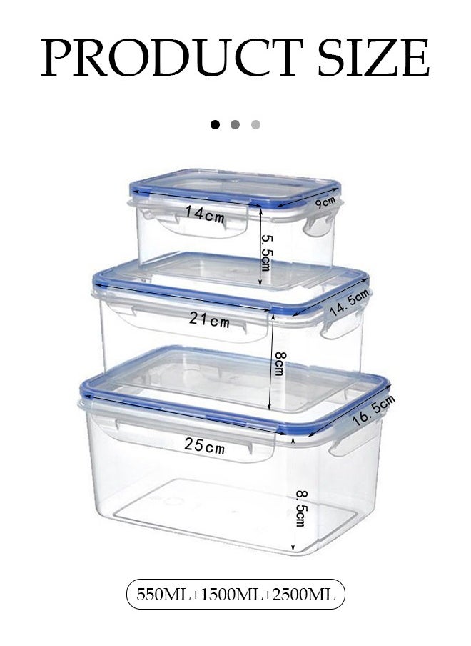 Generic - Food Storage Containers Set - Pack of 3 (3 Containers & 3 Snap Lids)- Reusable & Leftover Food Lunch Boxes - Leak Proof, Freezer & Microwave Safe - Image 1
