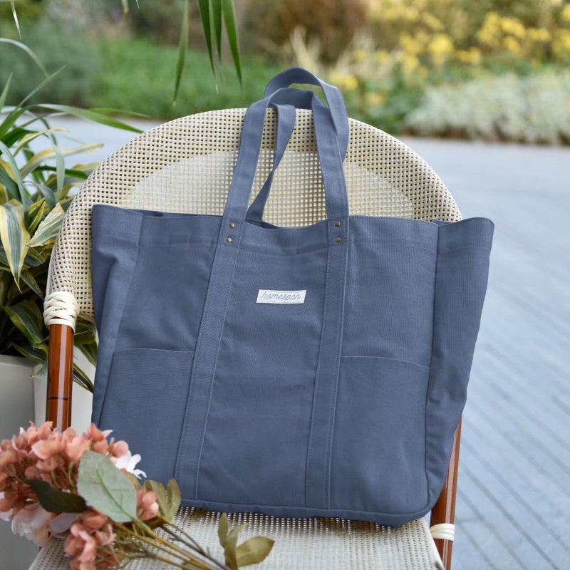 HOMESPON Large Canvas Tote Bag for Women Everything Bag with Pockets and Laptop Sleeve (Blue) - Image 3