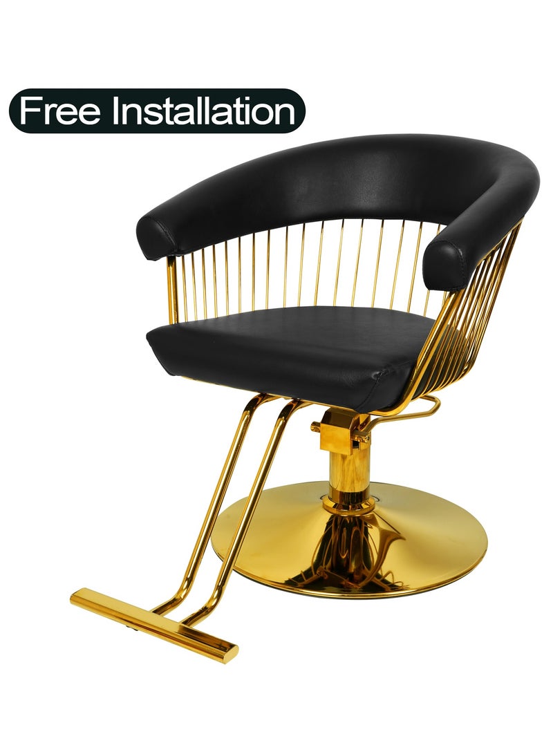 ميشيدا سيدات الحلاق كرسي تصفيف الشعر كرسي هيدروليكي الصالون كرسي التثبيت الحرة (أسود) - Image 1