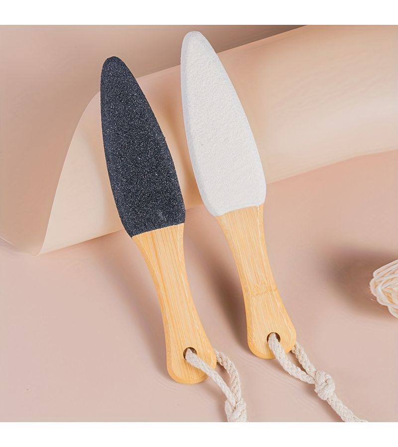 Dual Sided Pumice Stone And Foot File Ergonomic Handle Remover For Cracked Feet Heels Elbows Hands Durable Polypropylene Exfoliator For Hard Skin White Shower Use - Image 1