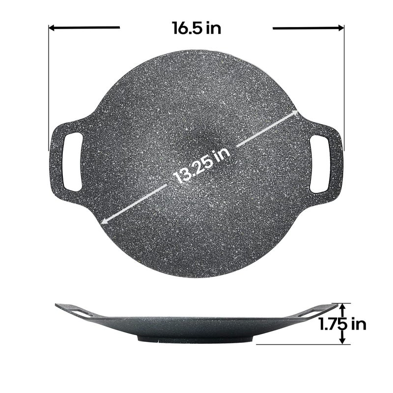 Saltlas Korean Style BBQ Grill Pan for Stove Top, Camping and IH, 13" Round Griddle With Double Bottom, Non-stick Coating Frying Pan - Image 3