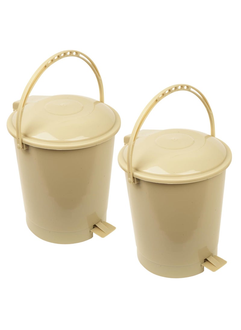 Kuber Industries Kuber Industries Dustbin Plastic Swinging Lid Dustbin Pedal Dustbin with Lid Wet Dry Waste Pedal Dustbins 10 LTR Pack of 2 Beige  - Image 1