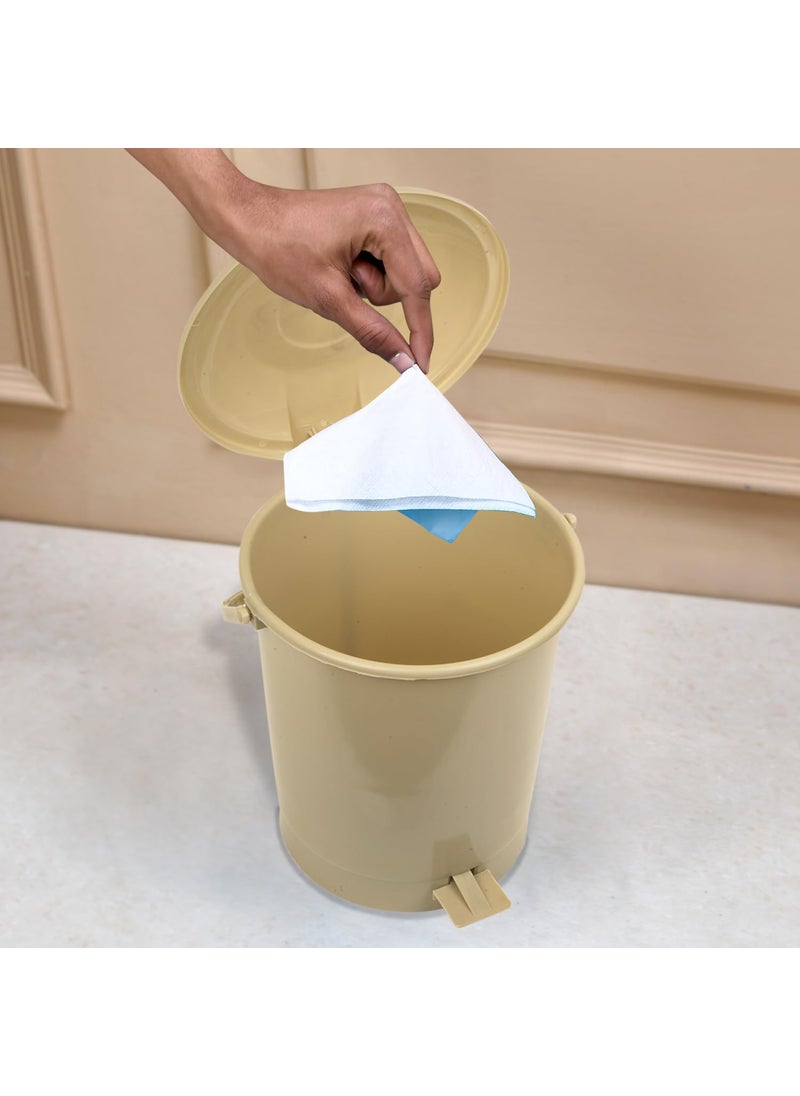 Kuber Industries Kuber Industries Dustbin Plastic Swinging Lid Dustbin Pedal Dustbin with Lid Wet Dry Waste Pedal Dustbins 10 LTR Pack of 2 Beige  - Image 2