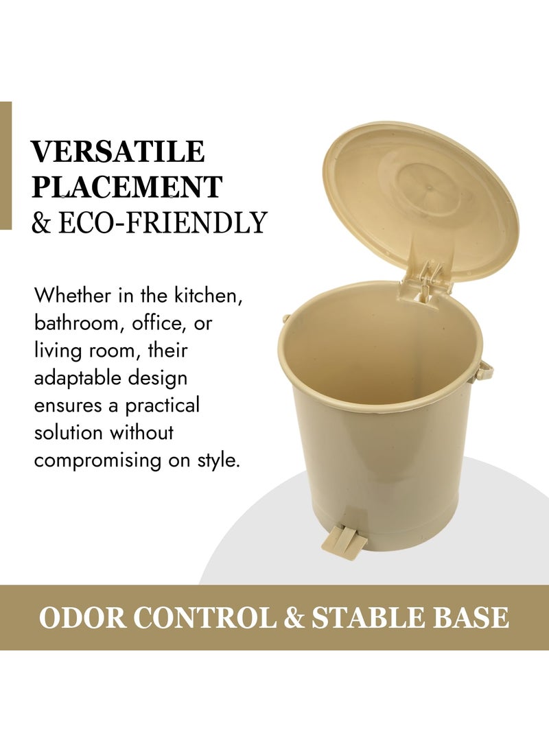 Kuber Industries Kuber Industries Dustbin Plastic Swinging Lid Dustbin Pedal Dustbin with Lid Wet Dry Waste Pedal Dustbins 10 LTR Pack of 2 Beige  - Image 5