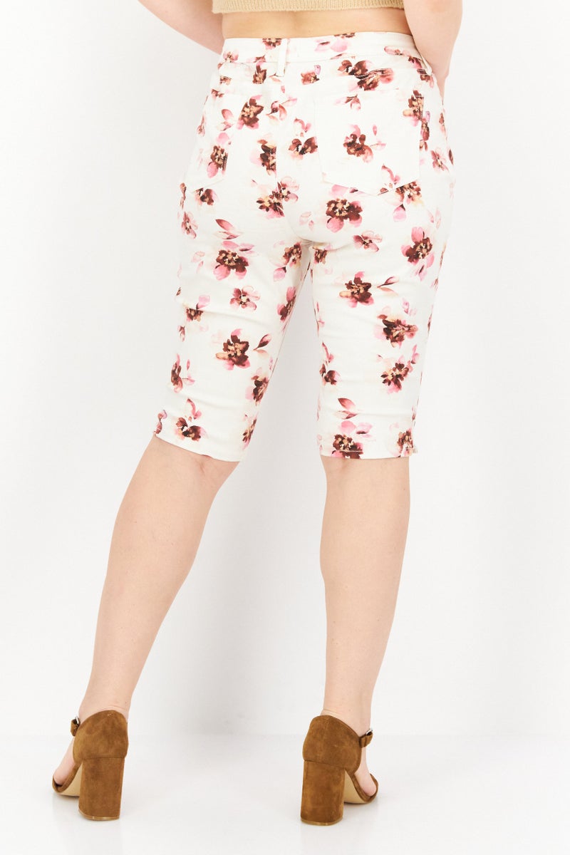 NYDJ Women Floral Print Knee Length Denim Shorts, Multicolor - Image 3