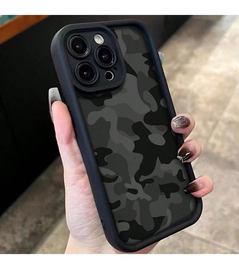 Black Camouflage Frosted Anti Drop Phone Case For iPhone 15 - Image 1