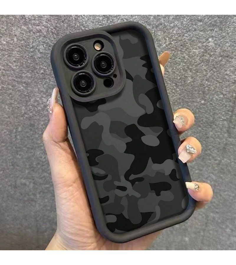 Black Camouflage Frosted Anti Drop Phone Case For iPhone 15 - Image 3