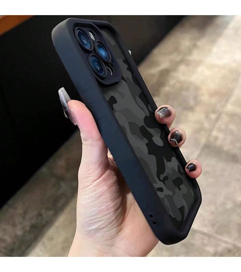 Black Camouflage Frosted Anti Drop Phone Case For iPhone 15 - Image 4