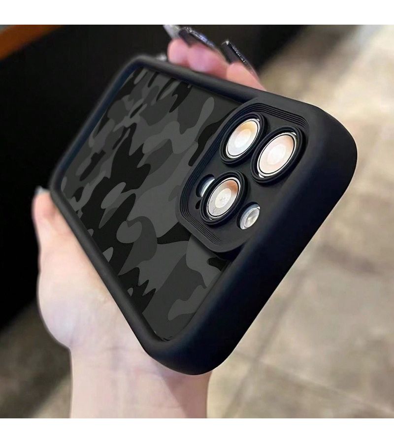 Black Camouflage Frosted Anti Drop Phone Case For iPhone 15 - Image 5