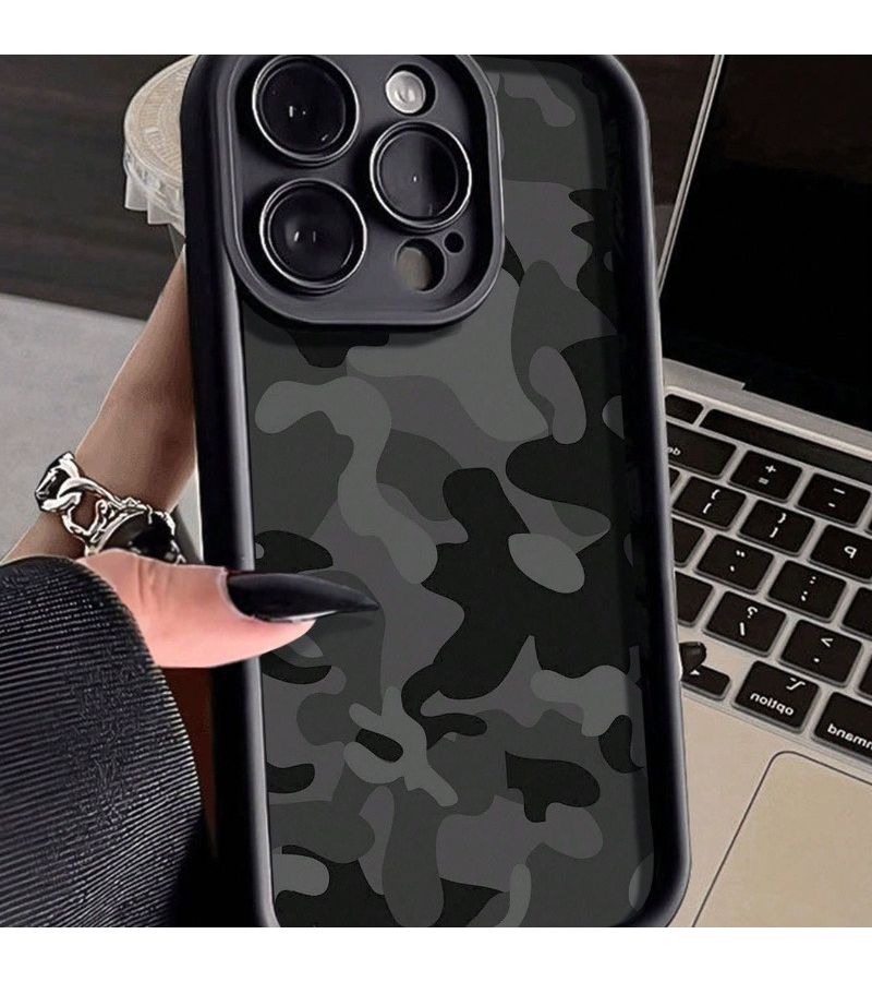 Black Camouflage Frosted Anti Drop Phone Case For iPhone 15 - Image 2