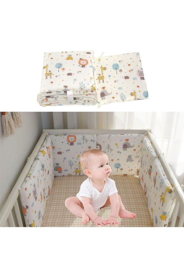 L&E 6Pcs Soft Cotton Rectangle Surround Pads for Boys Girls, Toddler Bedding Set, Soft Breathable Anti-Collision Fence Pads for Crib, Printed Crash Barrier for Kids Home Decor Gifts - Image 1