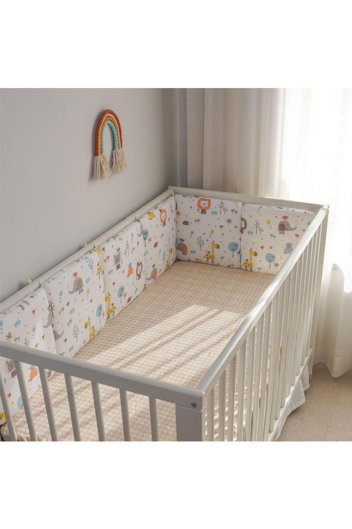 L&E 6Pcs Soft Cotton Rectangle Surround Pads for Boys Girls, Toddler Bedding Set, Soft Breathable Anti-Collision Fence Pads for Crib, Printed Crash Barrier for Kids Home Decor Gifts - Image 3