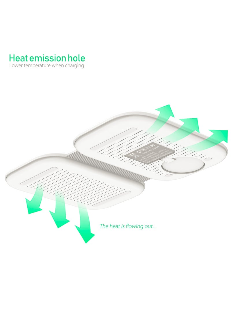 F20 Magnetic Foldable Wireless Charger 3 in 1 Charging Station 15W Fast Charging Pad for Multiple Devices Compatible with iOS Phone Watch Earphones Replacement - Image 4