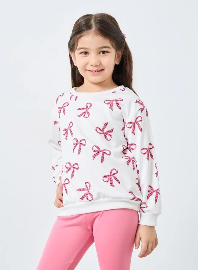 ستايلي طقم منسق من ليقنز وبلوزة مُطبعة بالكامل