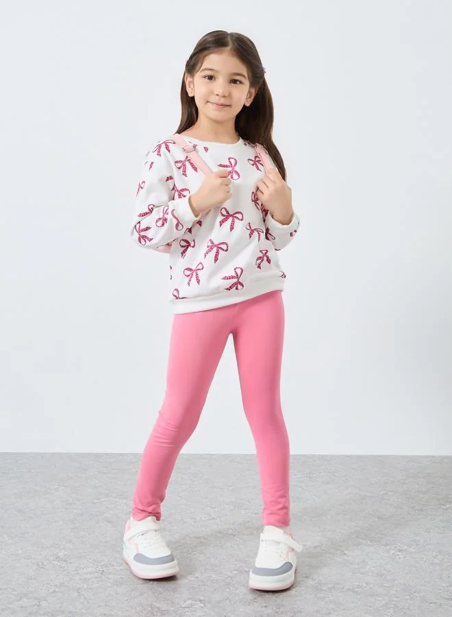 ستايلي طقم منسق من ليقنز وبلوزة مُطبعة بالكامل