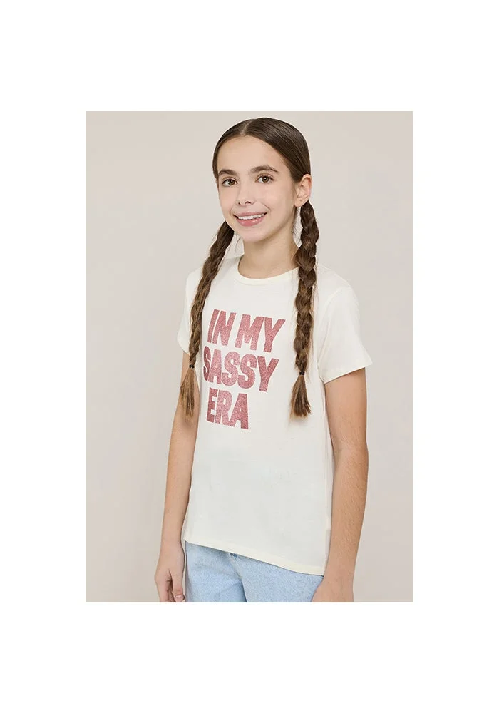 أر أند بي Typography Print T-Shirt with Crew Neck and Short Sleeves