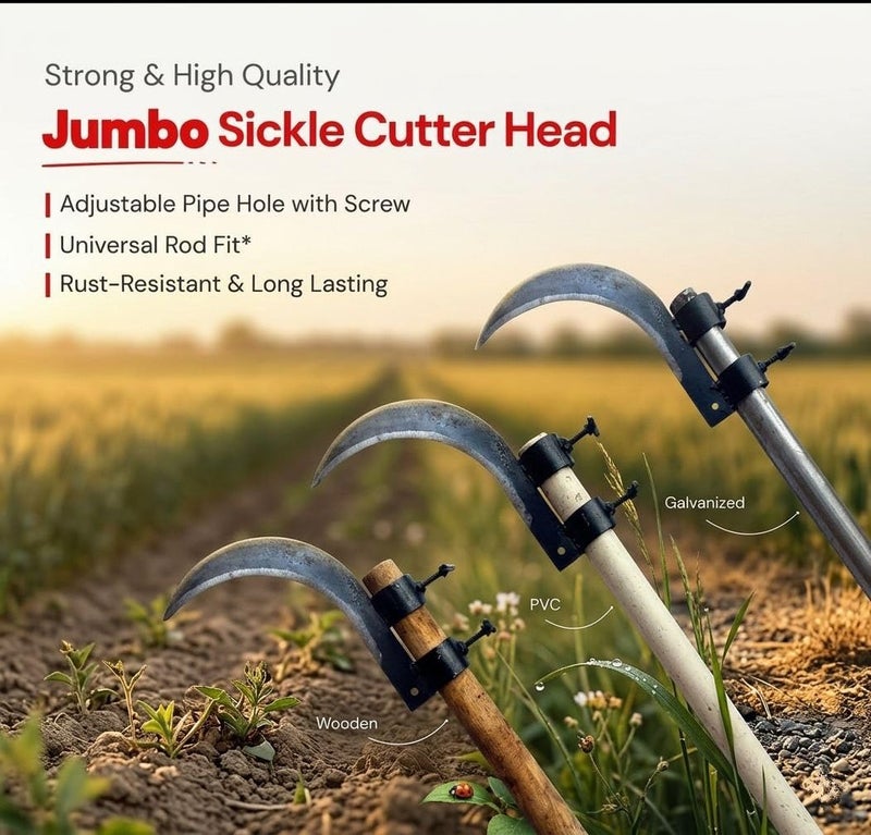 Hudioo Grass Sickle Cutter Head with screw – Sharp Curved Blade for Cutting Grass and Weeds, Heavy Duty Tool Attachment with Adjustable Handle Clamp for Outdoor Use - Image 2